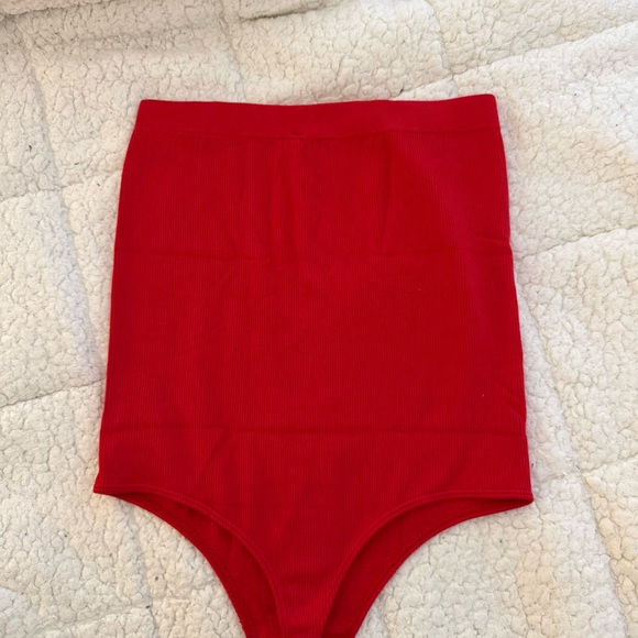SWS Red Ribbed High-Waist Bodysuit - Picture 6 of 8